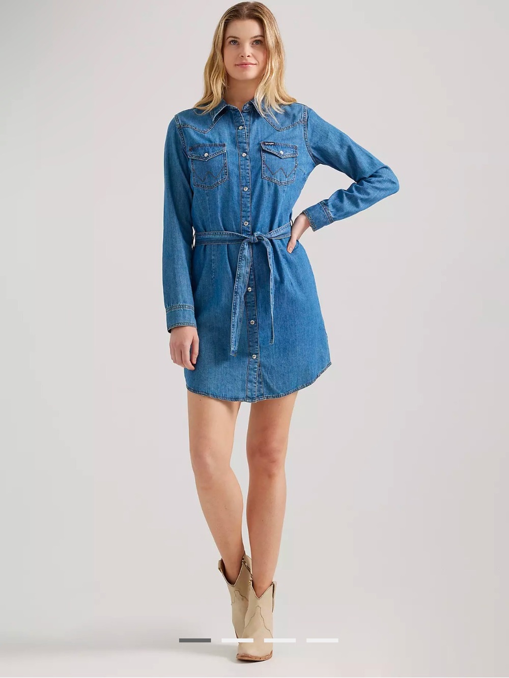 Wrangler Denim Dress with Tie Belt